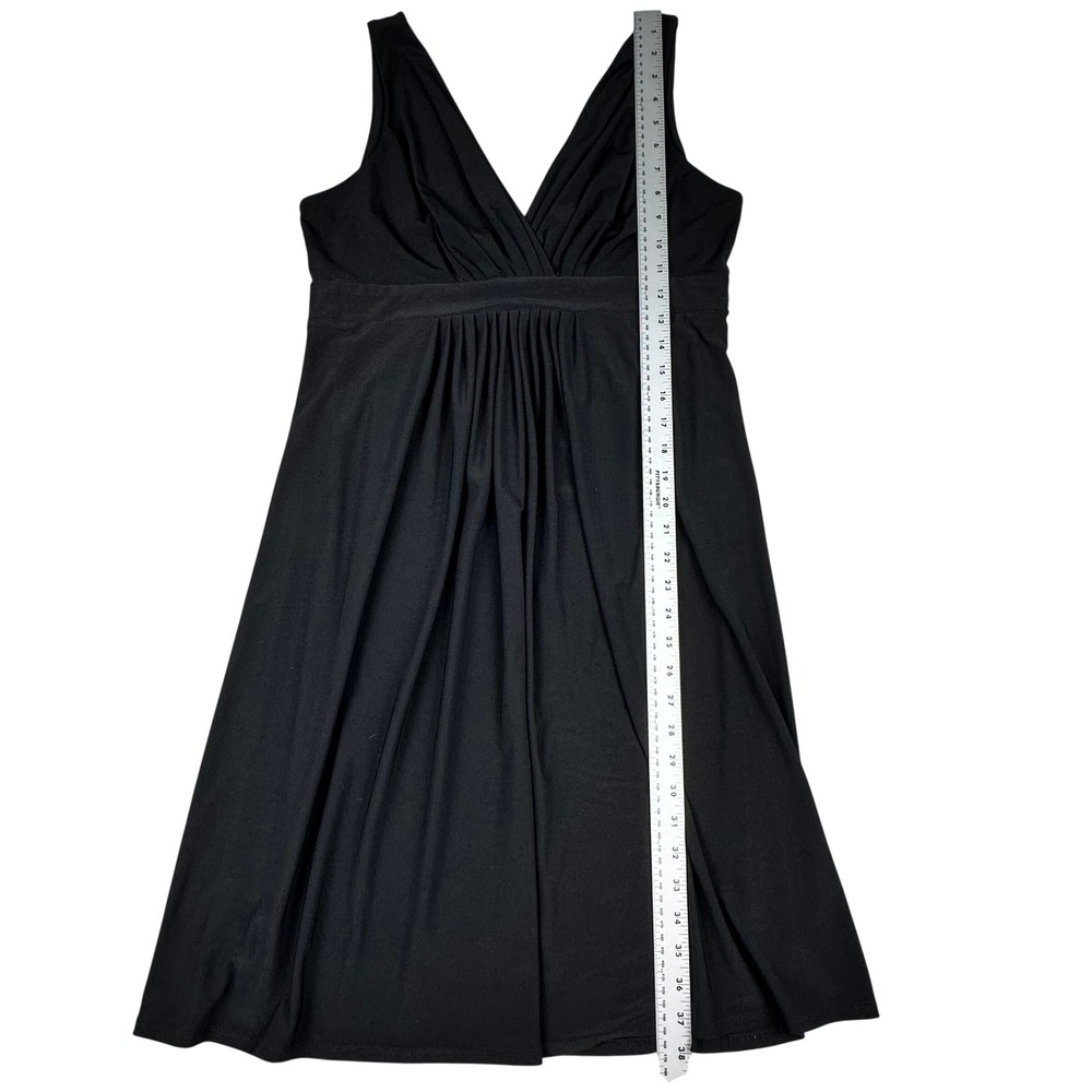 90s Y2k Womens Sleeveless V-Neck Empire Waist Pleated Little Black Dress LBD - Picture 5 of 13